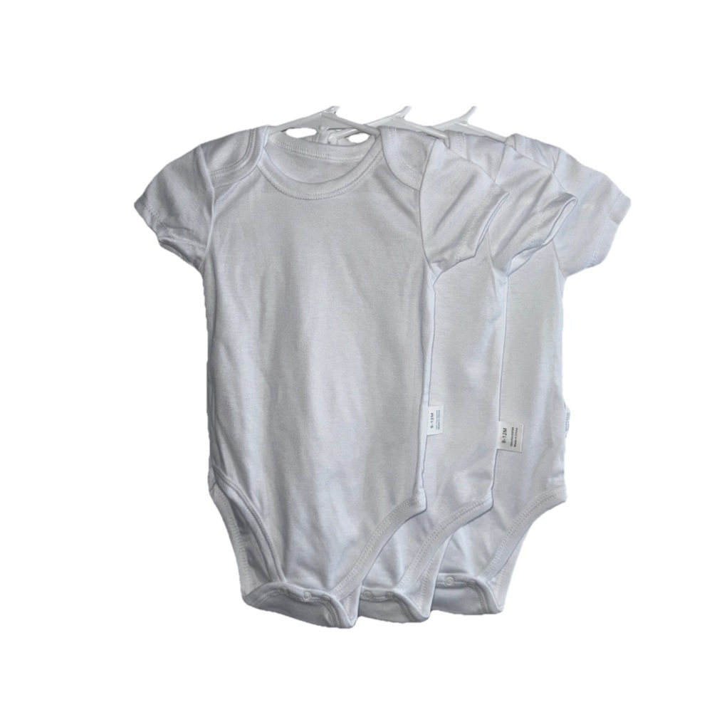Baby One-Piece Bodysuit (3-Pack) Classic White 9-12 Months NEW